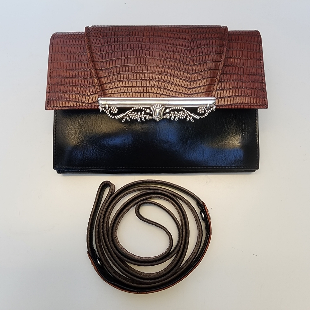 Brighton Vintage Crossbody Bag plus Wallet Snakeskin Leather - Picture 12 of 16